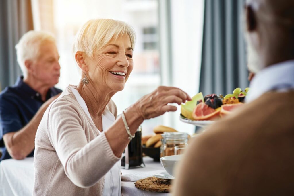 Senior enjoys sarabella food