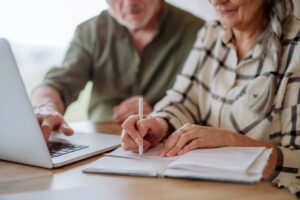 Older adults doing financial planning