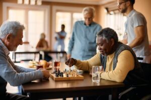 Seniors playing chess