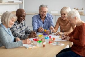 Older adults at an arts and crafts workshop