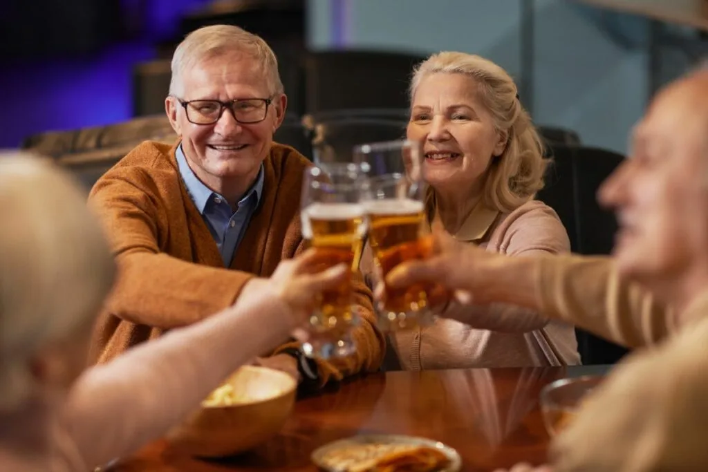 seniors enjoy drinks