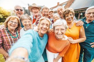 Group of senior friends smiling