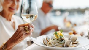 Seniors enjoy pasta and wine